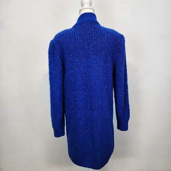 Monto Par le Chois Longline Cardigan Jacket Size L Blue Boucle Knit Vintage - Picture 11 of 16